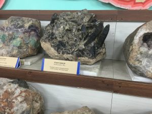 Quartz and fluorite crystals. Ulaanbaatar mineral museum